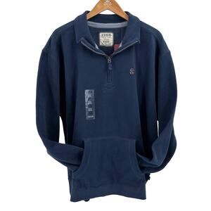 IZOD 1/4 Zip Sweatshirt WMNS XXL Navy Fleece Logo Long Sleeve Winter Outdoor VTG
